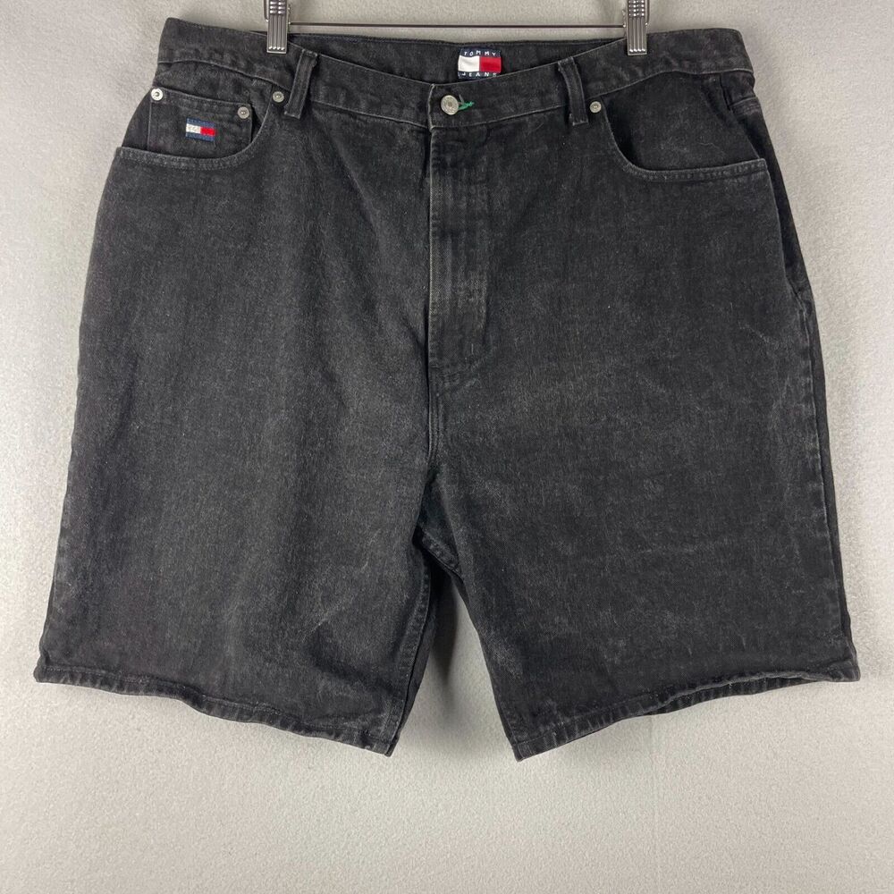 Vintage Tommy Hilfiger Freedom Denim Short Mens 40x9 Black Faded Flag 90s Skater